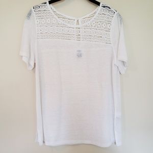 Lightweight Short Sleeve Crochet Neckline Blouse